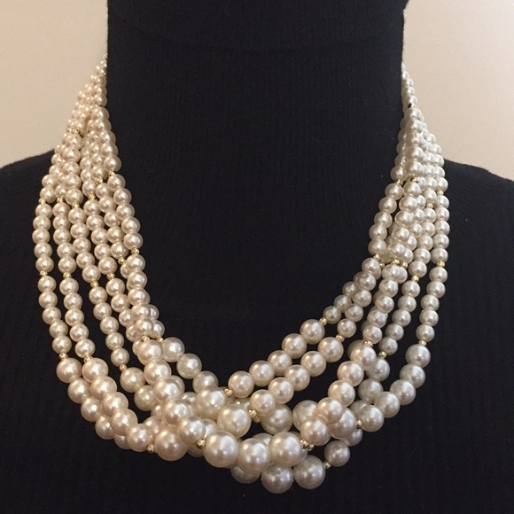 Vintage Jewelry - Vintage Jewelry six rows Faux Pearls Necklace